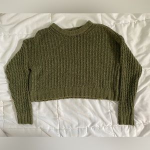 Women’s XS Olive Green American Eagle Cropped Knitted Sweater